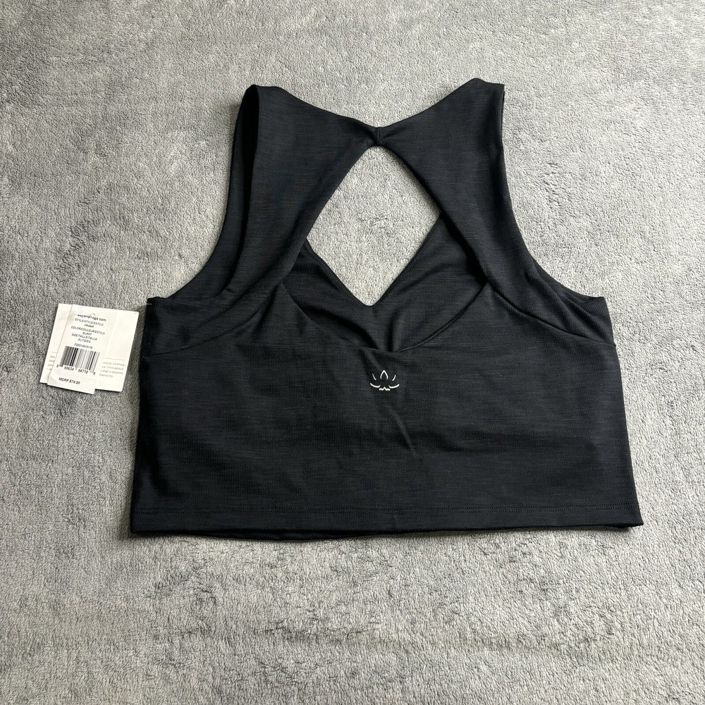 NWT Beyond Yoga Heather Rib Fresh Cut Cropped Tank Size XL Black Heather